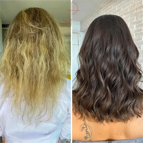 Antes e depois de uma cliente do Cronograma Capilar Personalizado
