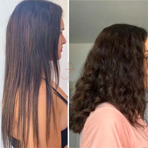 Antes e depois de uma cliente do Cronograma Capilar Personalizado